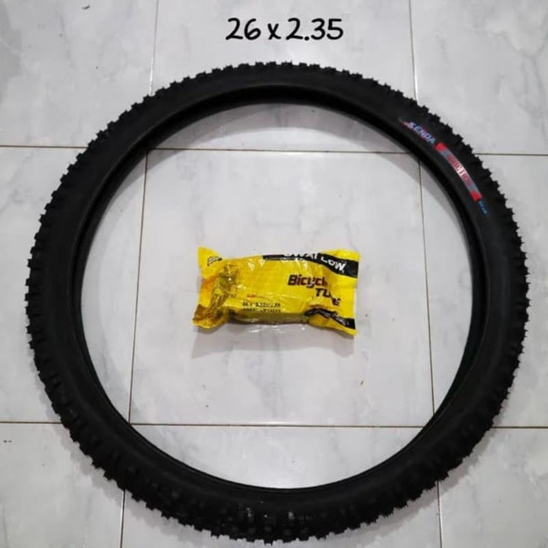 PAKET BAN SEPEDA 26 X 2.35 KENDA DENGAN BAN DALAM PENTIL MOTOR SWALLOW