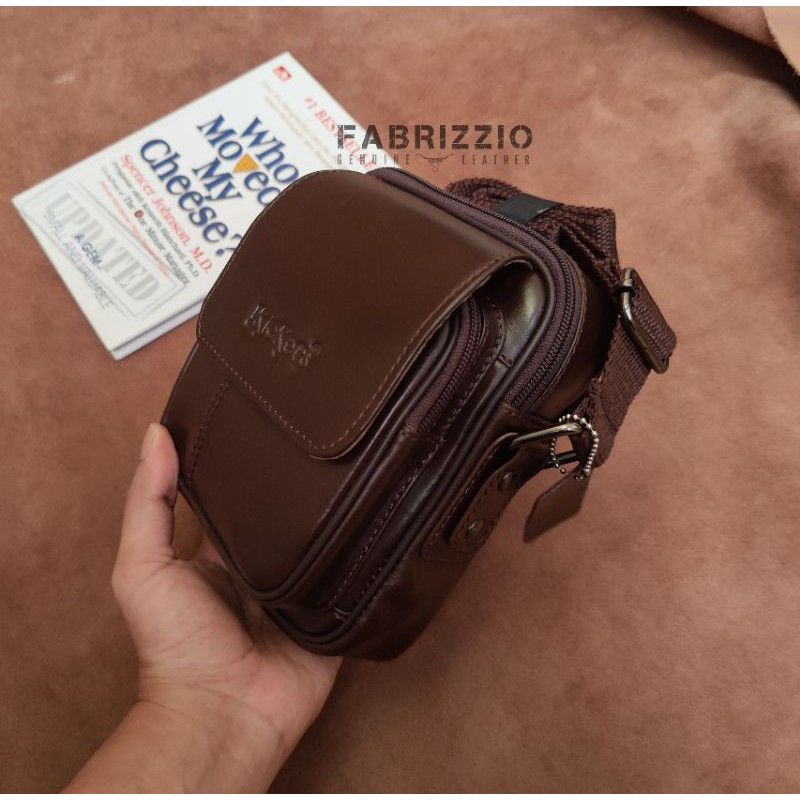 tas mini kecil pria kamera kulit asli