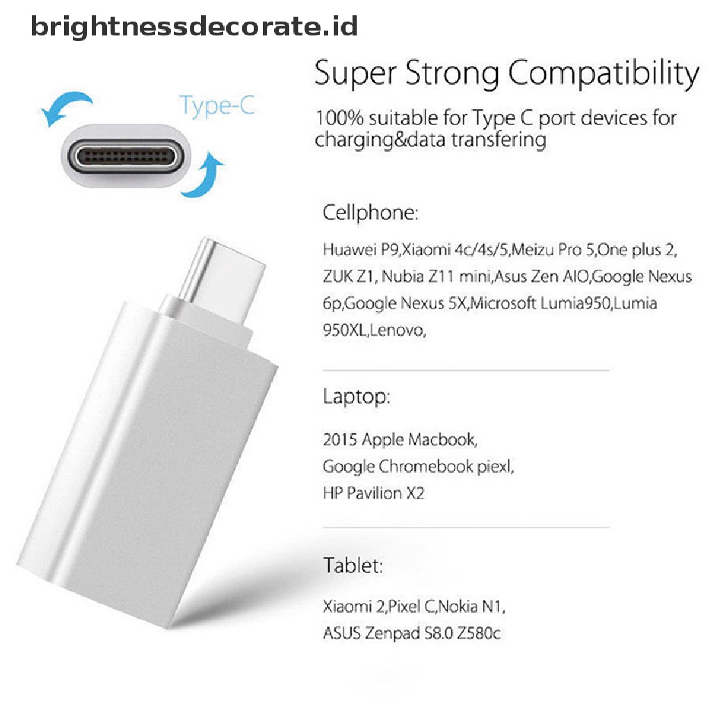 Adaptor Konverter Otg Usb Tipe C Ke Usb-A 3.0 Female 3.1 Untuk Mac Nexus 5x 6p