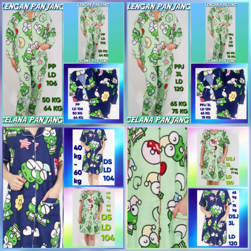 BAJU TIDUR IBU DAN ANAK KROPPI WAWA HIJAU DAN NAVY