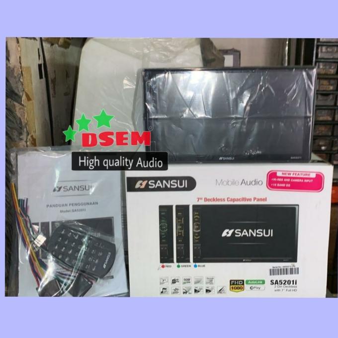 Sansui Sa-5201I Head Unit Double Din Tape Mobil Kamera Depan+Belakang
