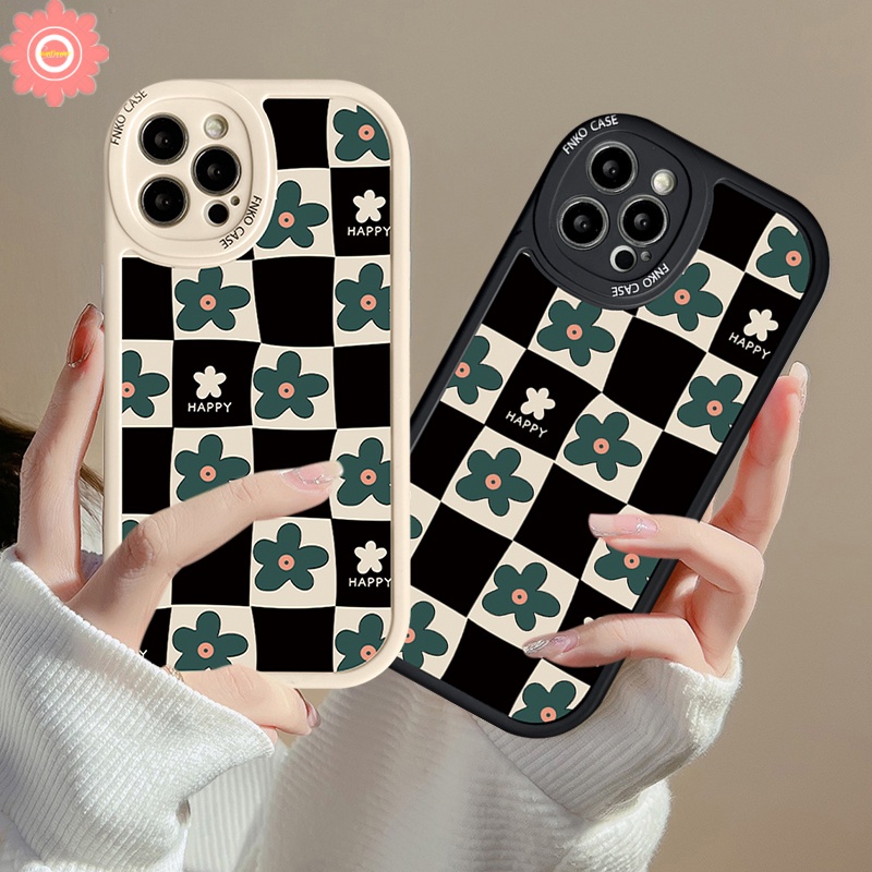 Vivo Y36 Y35 Y16 Y22 Y21S Y12 Y33S Y15s Y21A Y01 Y33T Y20 Y17 Y21 Y51A Y15 Y12i Y11 Y31 Y91 Y91C Y20i Y15A Y95 Y1S Y51 Y50 Y30 Bunga Hijau Sastra Retro Checkerboar Soft Cover