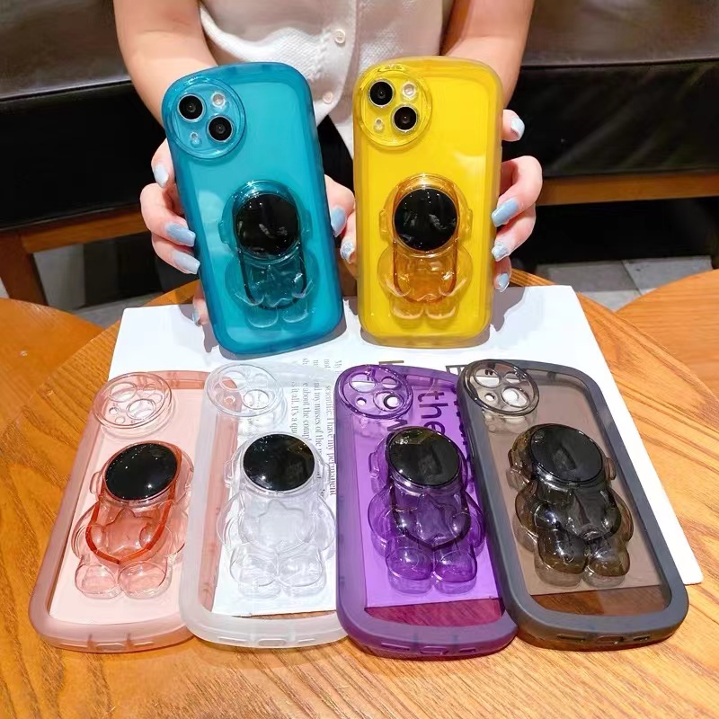 Soft Case Pelindung Lensa Desain Astronot 3D Warna Permen Untuk Iphone 6 6s Plus 7 8 Plus X XS MAX XR 11 Pro