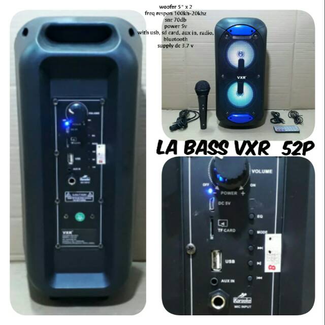 SPEAKER AKTIF 5 INCH DOUBLE PORTABLE LA BASS VXR 52P