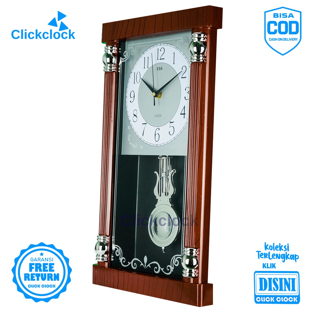 Jam Dinding Bell Minimalis Coklat Esa 3016 Besar Dekorasi Rumah Murah