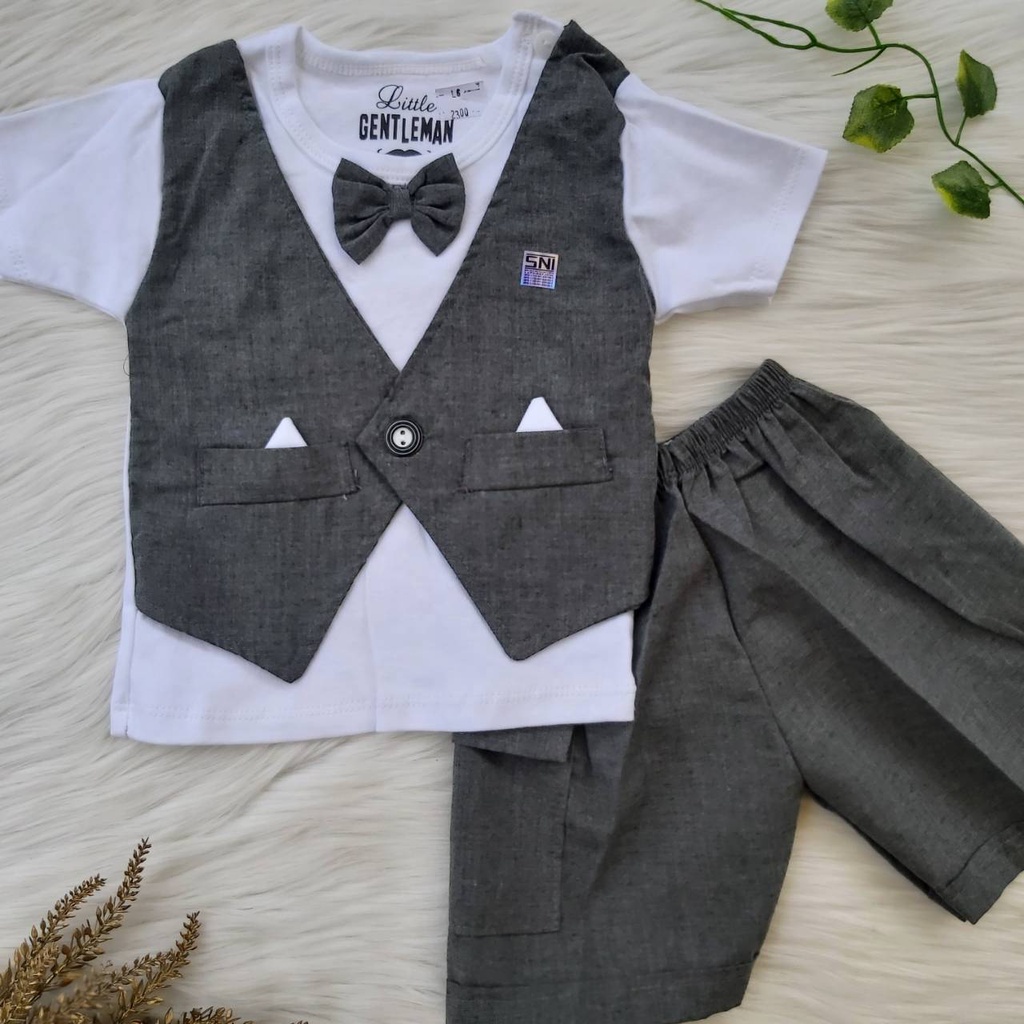 Baju setelan Pesta Kondangan Anak Bayi Cowoo Laki Rompi Katun