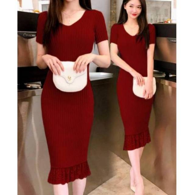 Dress Duyung Rajut BG9 / DRESS / TERUSAN / DRESS RAJUT WANITA KOREA / BODYCON / MURAH / BEST SELLER9