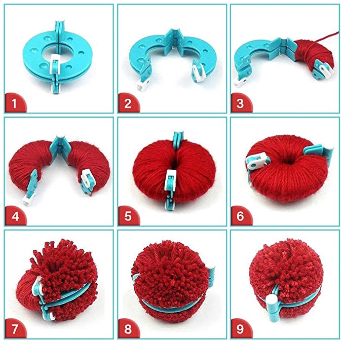 8pcs Alat Pembuat pom-pom Maker Jarum Rajut Bulu Halus Bola DIY Alat Tenun bobble Craft 4ukuran Berbeda Bola Mewah Alat Menenun