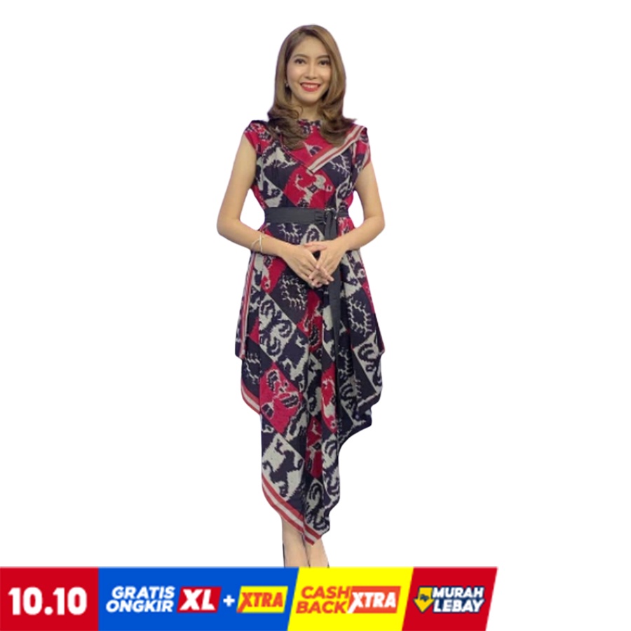 Baju Dress Pesta Wanita Batik Etnik Kekinian Tenun Troso Handmade Spesial Motif Sumba S M L XL XXL X
