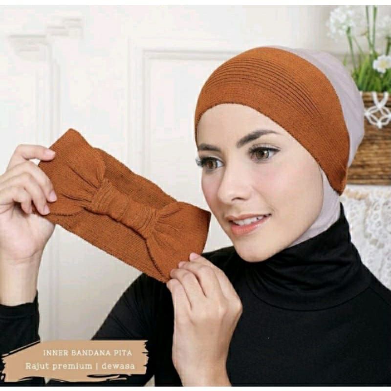 [Fashion Muslim] INNER BANDANA rajut pita Ciput hijab terlaris