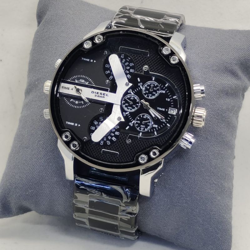 Jam Tangan BISA COD DIESEL DOUBLE TIME RANTAI TGL AKTIF CHRONO OFF Diameter 5 cm/ Jam Tangan Pria