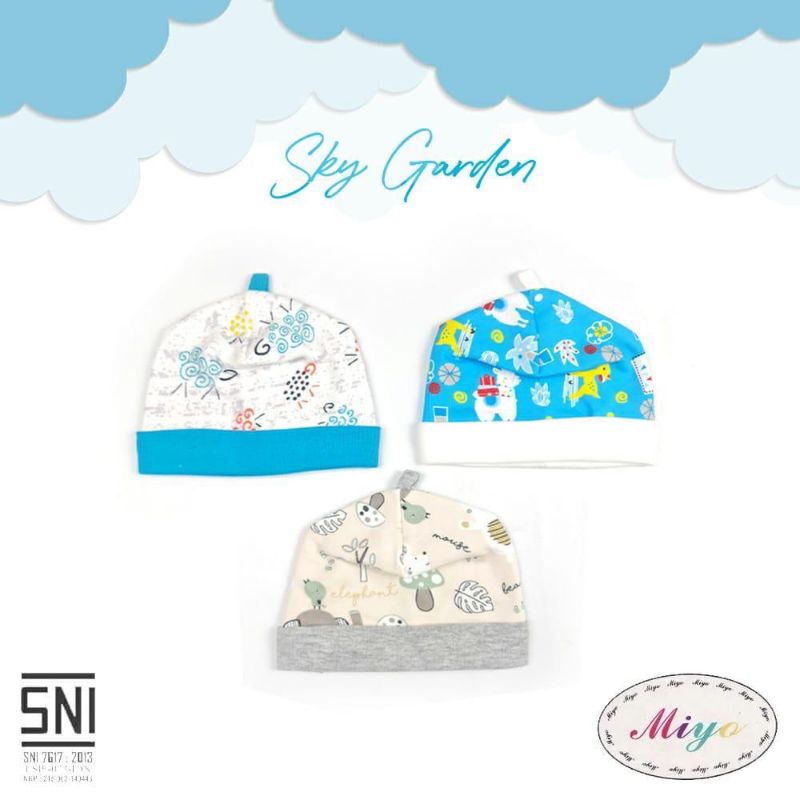 1pc Topi Segiempat Bayi NB Motif Miyo