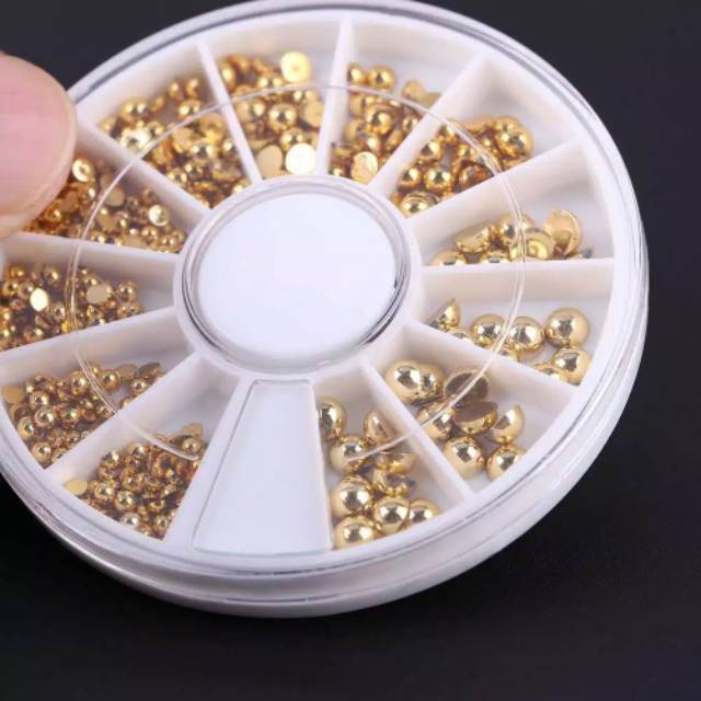 12 set half pearl gold metalic / nail art decoration