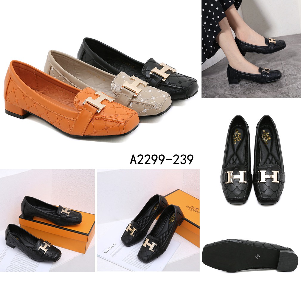 Leather H-Logo Block Heel A2299-239