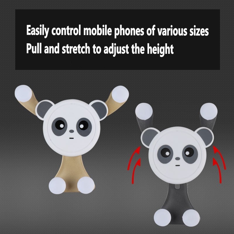 1pc Bracket Holder Ponsel Tipe Y Desain Kartun Panda Dapat Ditarik Dapat Disesuaikan Untuk Ventilasi Udara Mobil