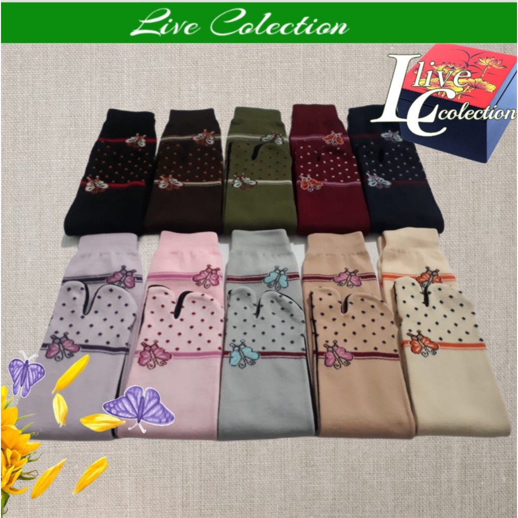 12 pasang kaos kaki jempol motif muslimah/motif kupu2