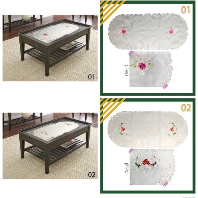 Taplak Meja Tamu Minimalis Bordir Mewah Panjang Murah
