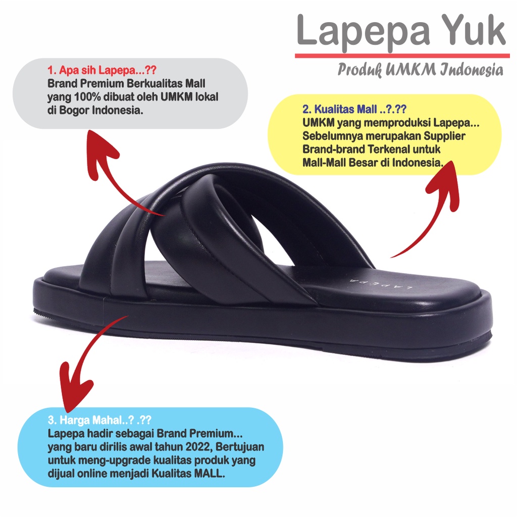 LAPEPA YUK - Sandal Wanita Teplek BELLA ALL COLOR Sendal Cewek Platform Wedges Kondangan Hak Tinggi  2cm Model Silang 2 Size 36 37 38 39 40 Lucu Jalan Casual Santai Rumah Slop Warna Hitam Selop Premium Original Kekinian Terbaru Shoes Mall Official Store