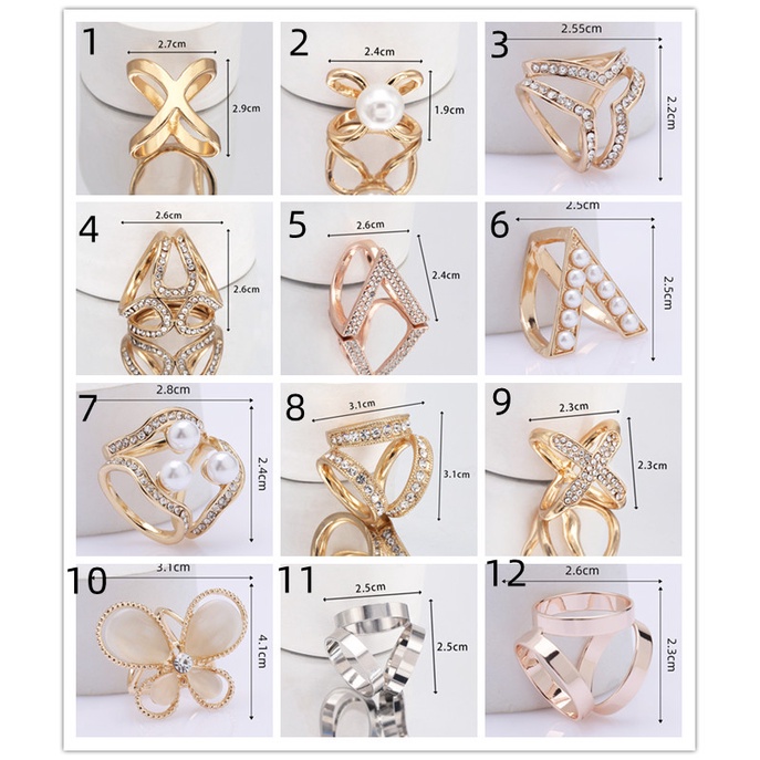 Bros Pin ring Alloy Simple Warna Emas Untuk Aksesoris Scarf Wanita M40282