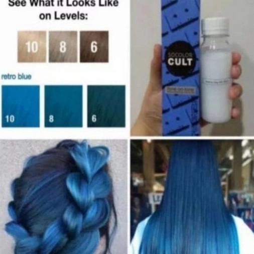 Cat Rambut Pewarna Rambut Matrix Socolor Cult Retro Blue + Oxidant Store_Boncabe