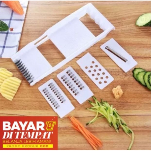 Serutan sayur dan buah serbaguna , Set alat potong sayur dan buah 5 in 1 | Serutan keripik / kentang