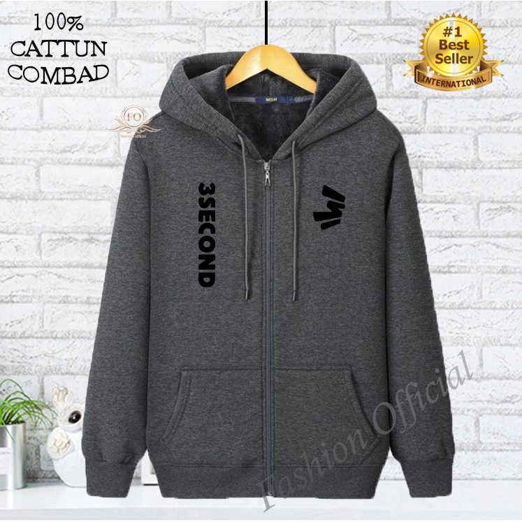 COD Jaket Distro 3second Kiri Kanan Text Hitam Premium Quality Sweater Hoodie Jaket Hoodie Zipper Pr