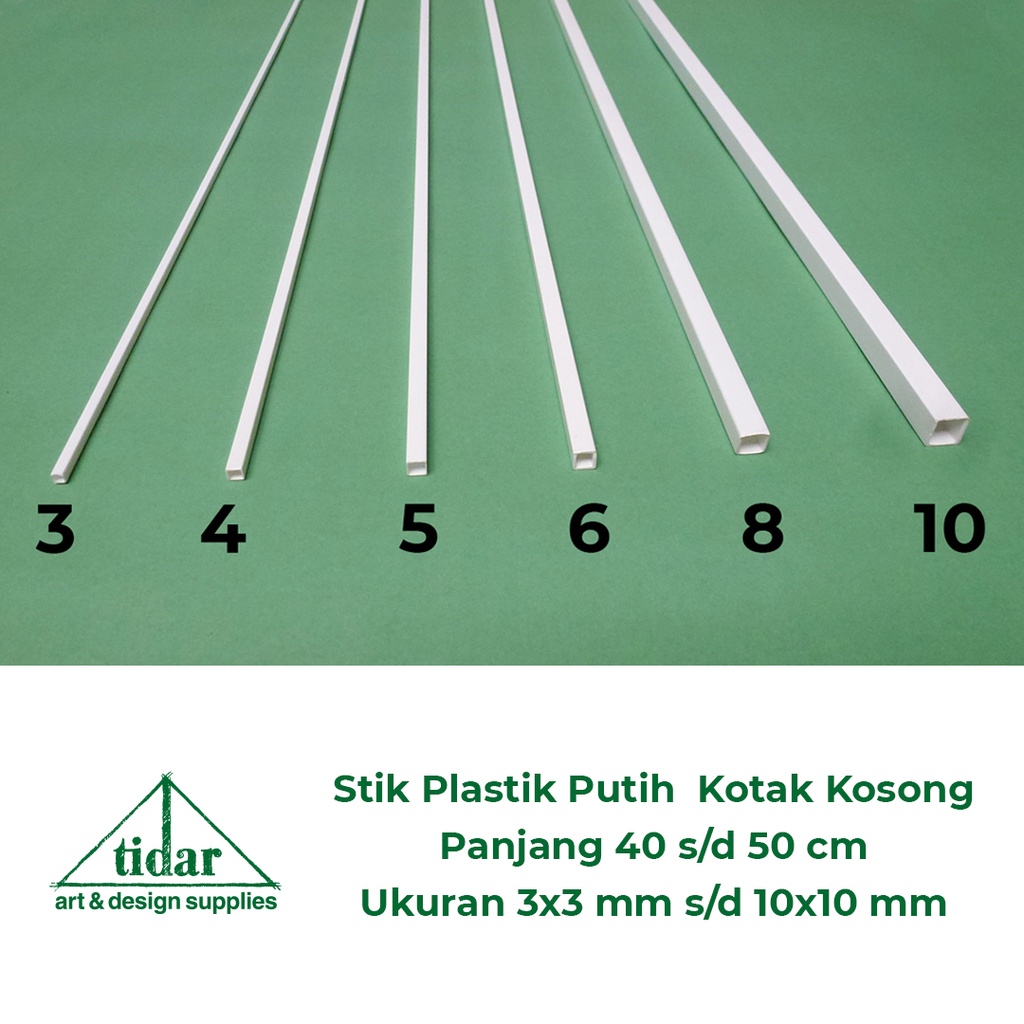 

[MR] White Square Tube Plastic Stick - Stik Plastik Putih Kotak Kosong / Hollow #2