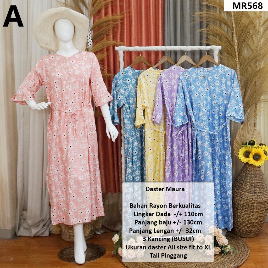 DASTER MAURA + AINA TERBARU Longdress, Lengan raglan 3/4 size fit to XL MR #dastermurah #homedress #daster terkini-8