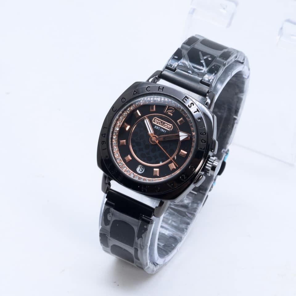 TERLARIS  JAM TANGAN WANITA COACH RANTAI TGL AKTIF  3,7CM