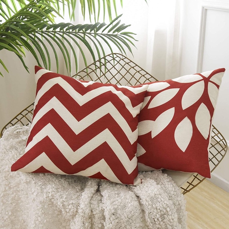 SARUNG Bantal Sofa Print 45x45 cm Linen Motif Glam Red / Merah Series Grabandgift