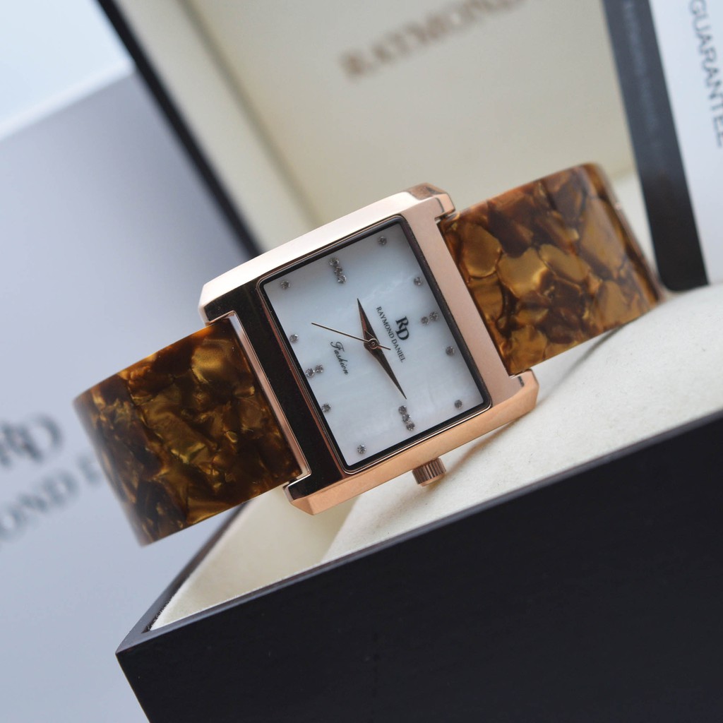 Jam Tangan Wanita Raymond Daniel Rose Gold Aklirik Brown Ori