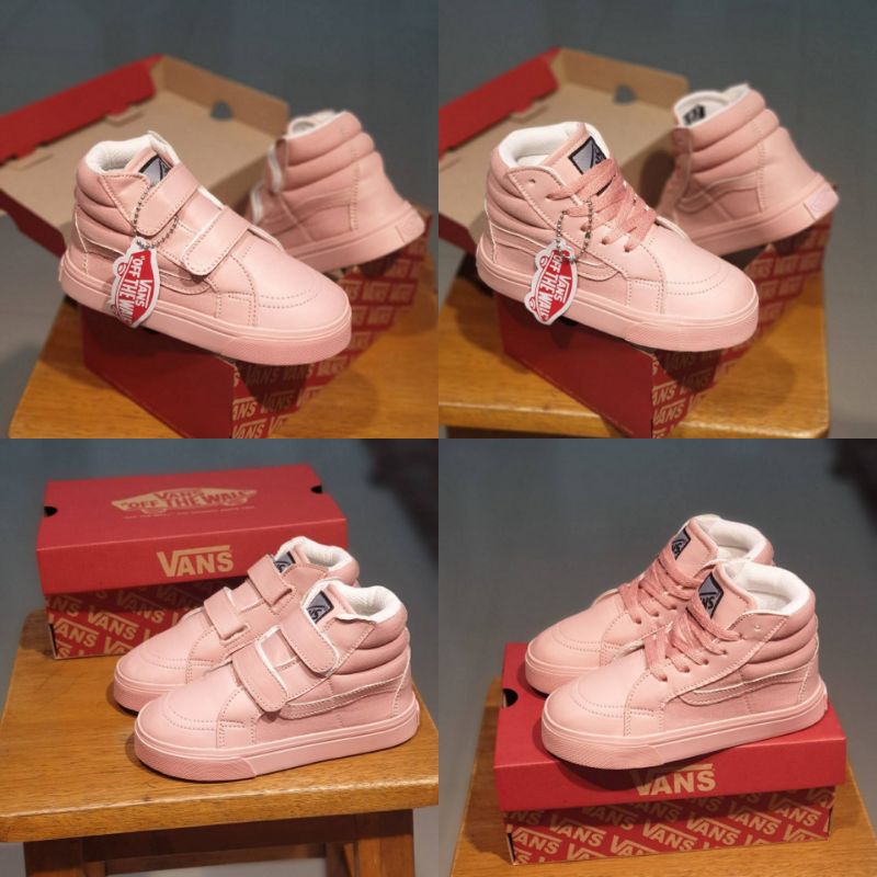 SEPATU ANAK PEREMPUAN VANS SK8HI VELCRO DAN TALI / SEPATU FASHION BABY BERKUALITAS TERMURAH UNTUK PEREMPUAN