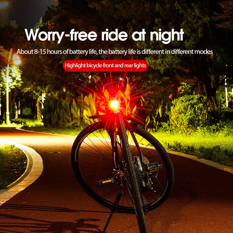 Waterproof Bicycle Front Light LED Taillight Aluminum Alloy ABS Safety Cycling Rear Light