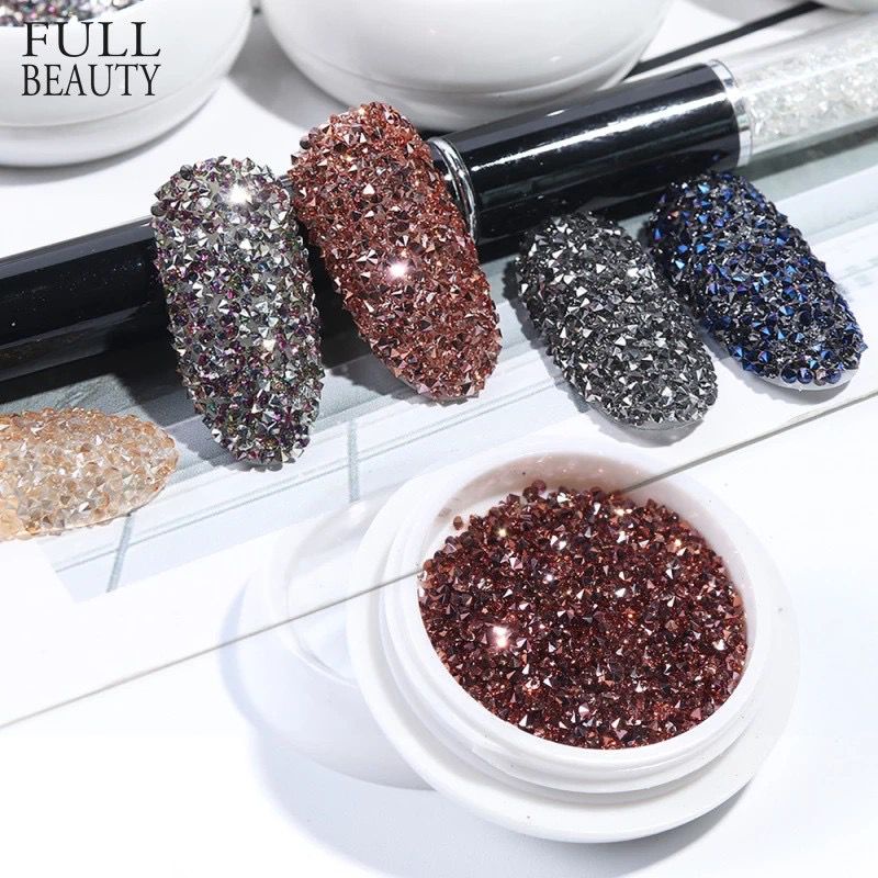 ORE ZIRCON CRYSTAL RHINESTONE ORE MICA MENGKILAP HIASAN MANIK NAILART BERLIAN NAIL ART GAYA JEPANG