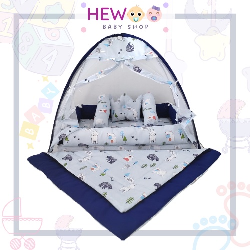 KASUR BAYI KELAMBU SET LENGKAP BEDCOVER MOTIF TERBARU TERMURAH