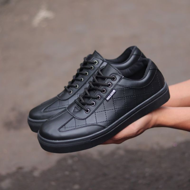 XSHOESBDG.ID x PEDRE Sepatu Formal Casual Pria Sneaker Pria Tali Hitam Polos Kulit Sintetis Santai Kuliah Kerja Nongkrong