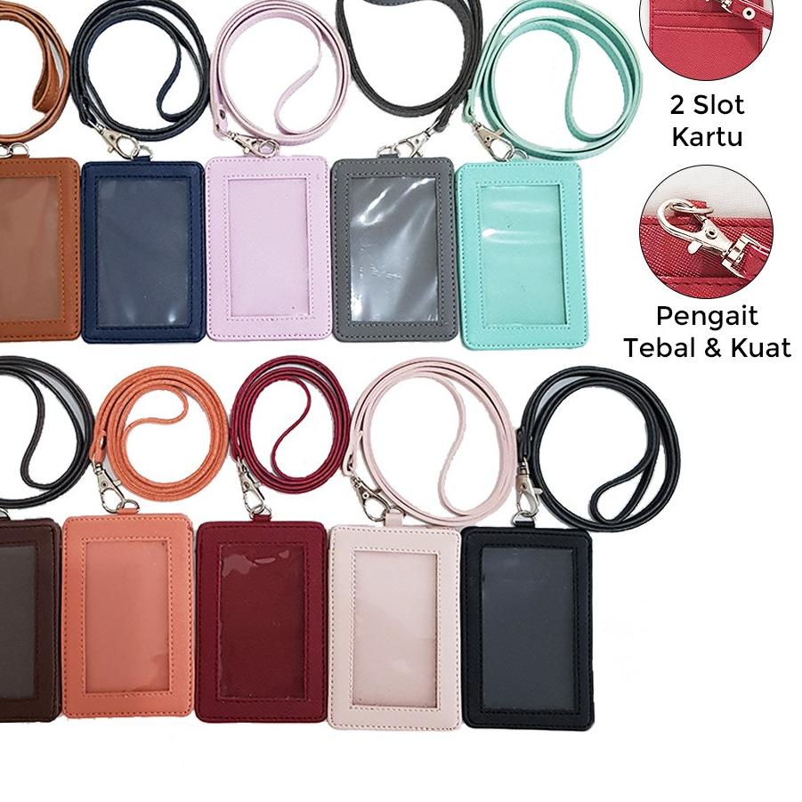 

[KODE PRODUK HMHLV4754] Name Tag ID Card Holder Kulit Lanyard Berkualitas PU Leather Lanyard NameTag ID Card Holder