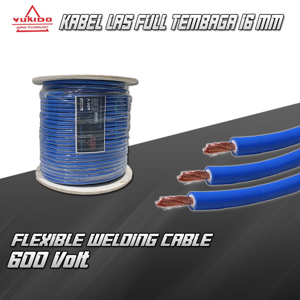 TERMURAH DIKELASNYA !!! KABEL LAS 16mm 5M FULL TEMBAGA WELDING CABLE 16 mm FULL COPPER WIRE ORI  LITE (BIRU)