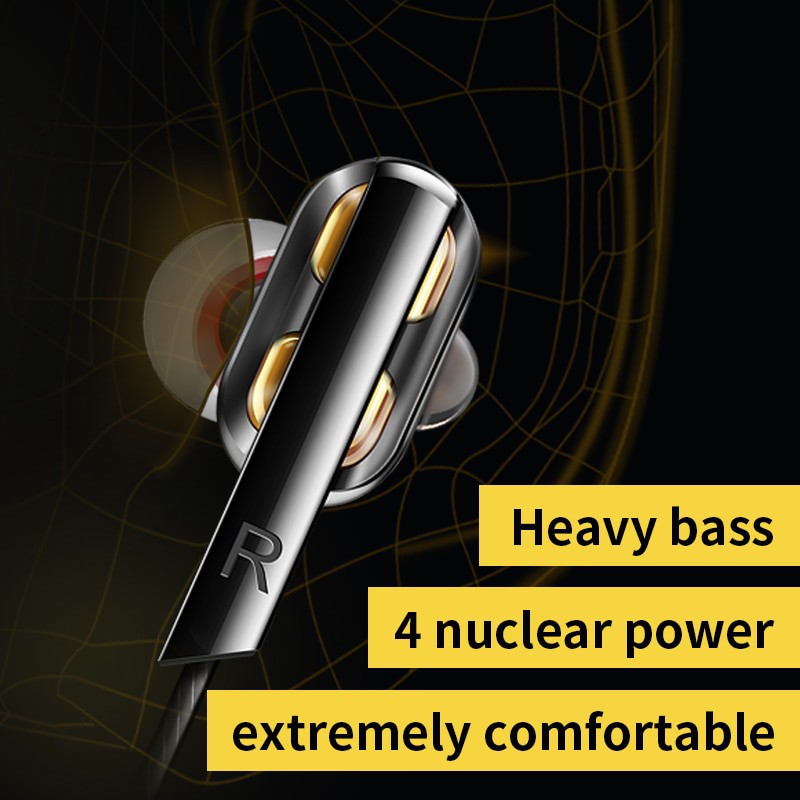 QKZ In-Ear Earphones Bass HIFI Headset with Microphone - QKZ-AK4 - Black