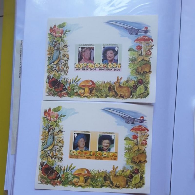

Perangko queen elizabeth non proforated montserrat & virgin island 2 sheet total 4 prangko rare