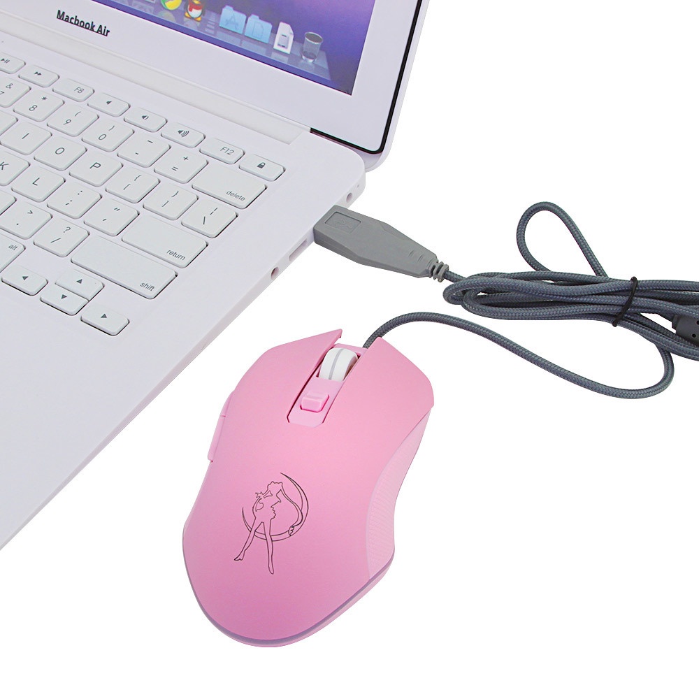 Mouse Gaming Optical 3200dpi Wireless Rechargeable Desain Sailor Moon Warna-Warni Untuk Wanita