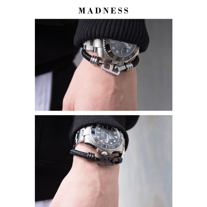 WRISTBAND GELANG PRIA WANITA UNISEX MADNESS 9 KAIN STAINLESS ANTI KARAT KOREA