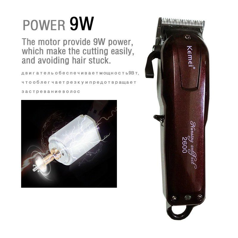 KEMEI KM-2600 Electric Rechargeable Hair Trimmer Cutting Machine (9W/2200mAh)