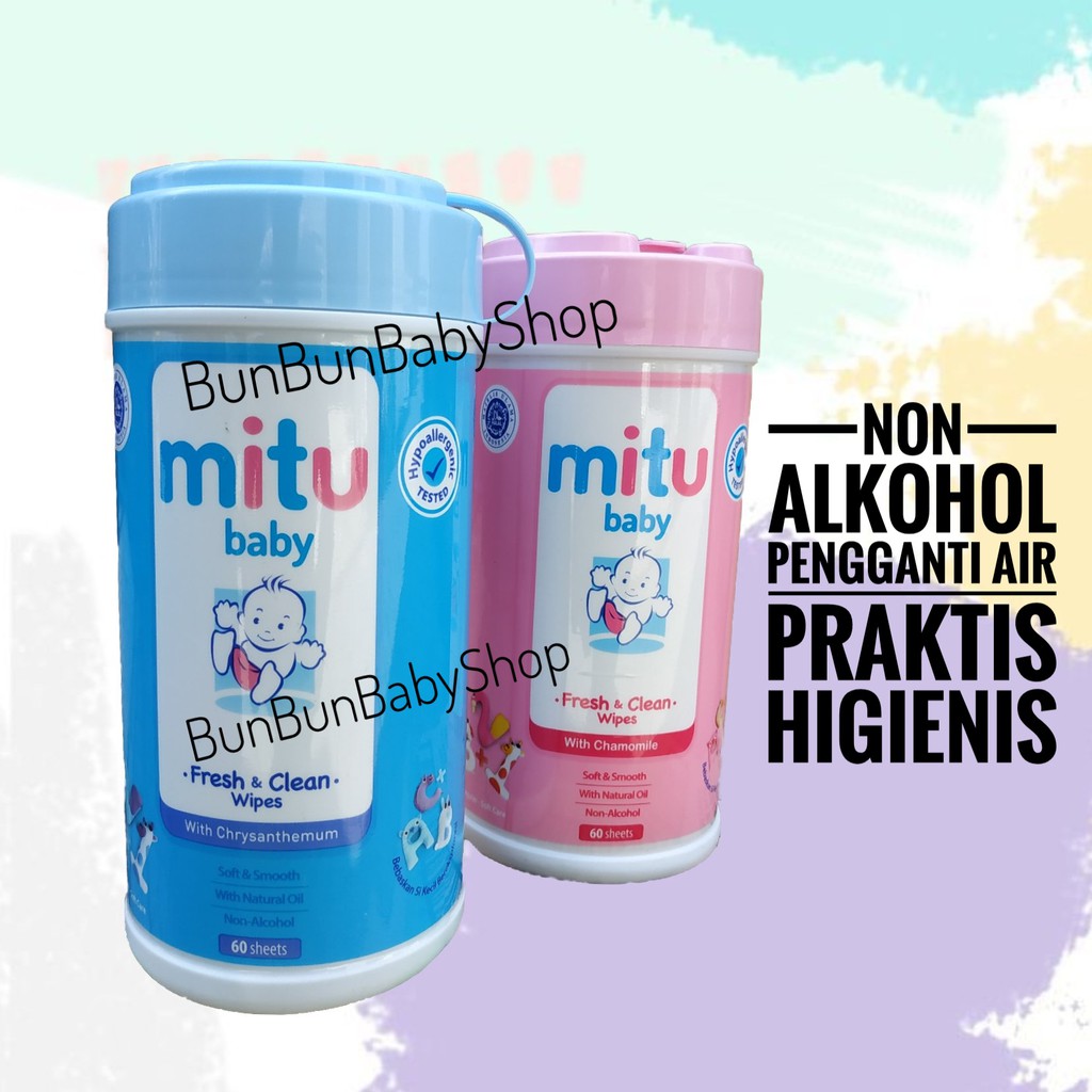 Tissue Basah Mitu Baby Wipes Non Alkohol Tisu Ganti Popok Bayi Bottle Perlengkapan Newborn Baru Lahi