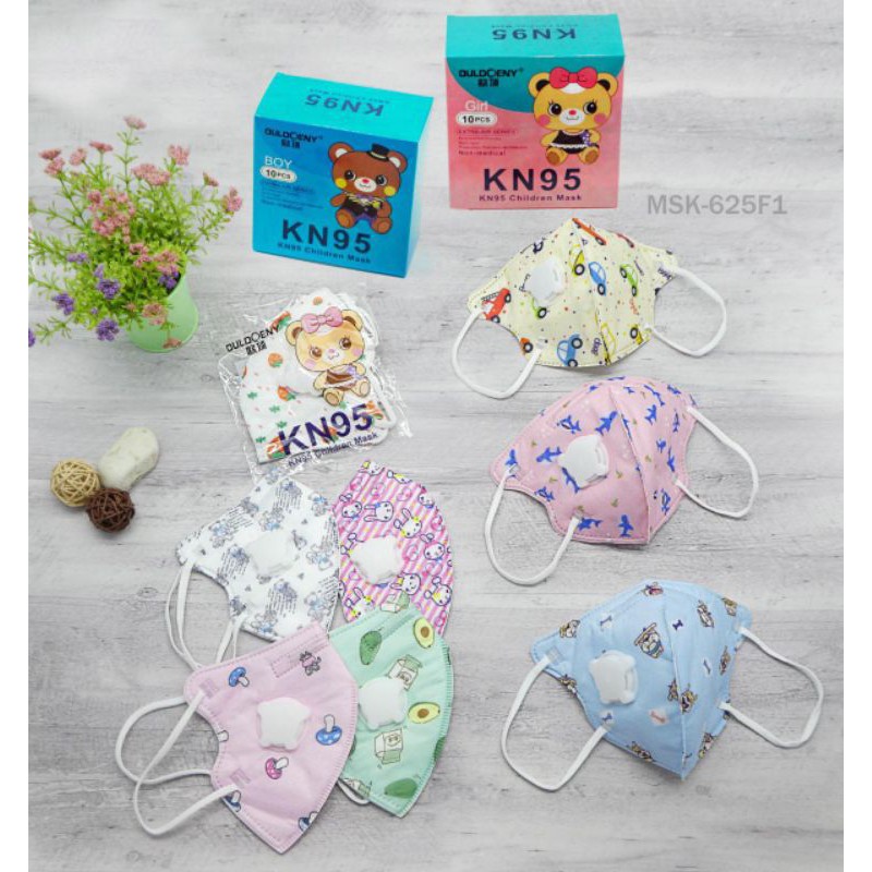 MASKER mulut ANAK  KN95 Katup Motif Premium Import 5ply Anti virus respirator