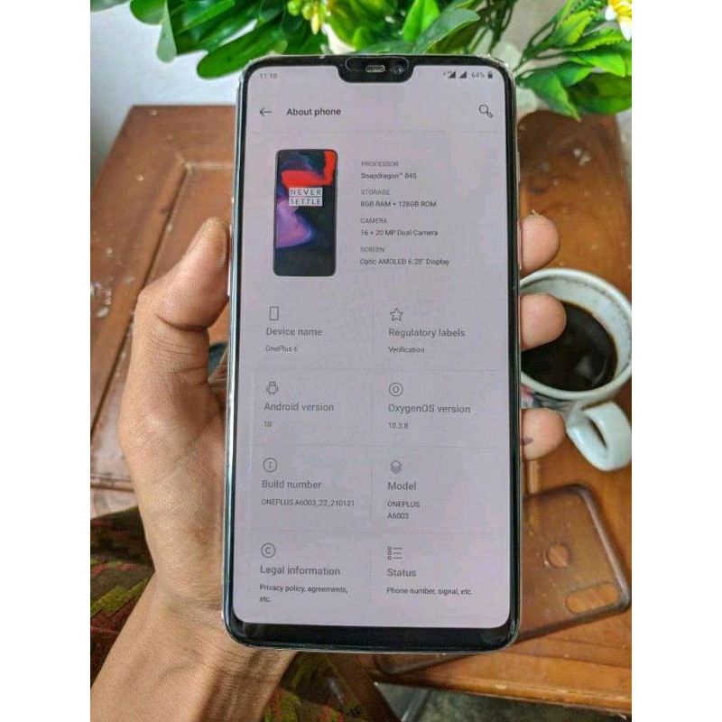 oneplus 6 Second Good ram 8gb Rom 128gb