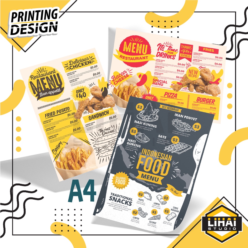 

Custom Design Cetak Daftar Menu Makanan Minuman