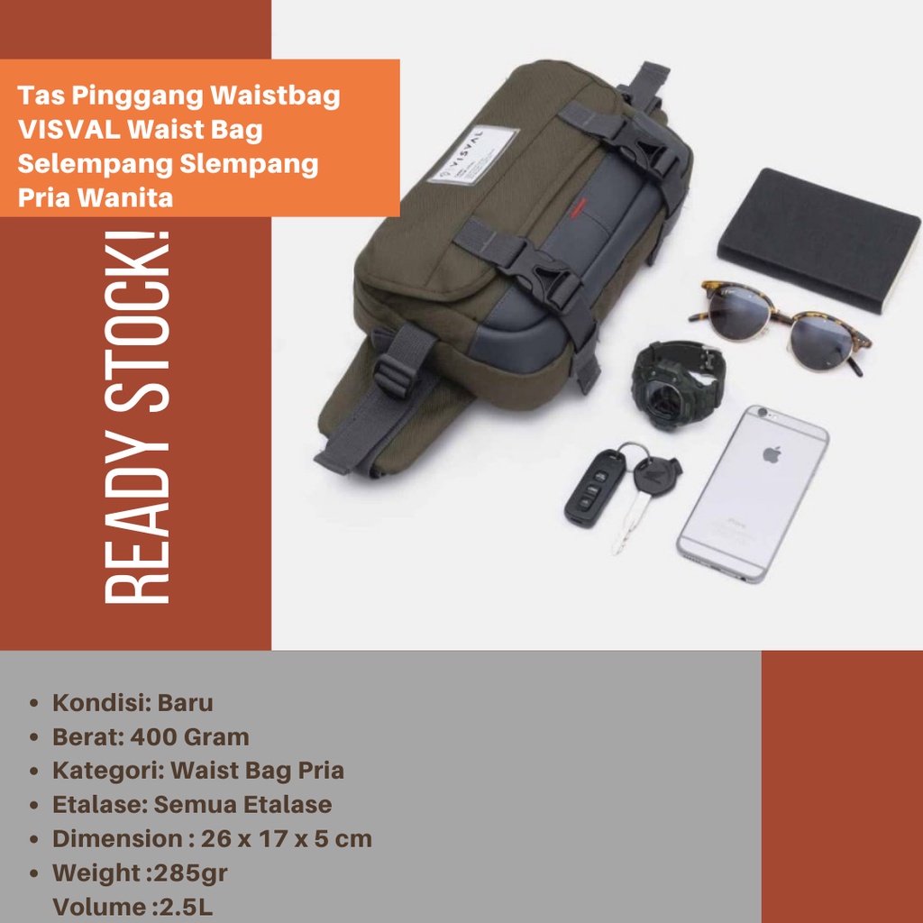 Tas Pinggang Waistbag VISVAL Waist Bag Flashpack Selempang Pria Cowok - Tas Pinggang Visval NEW S8M8