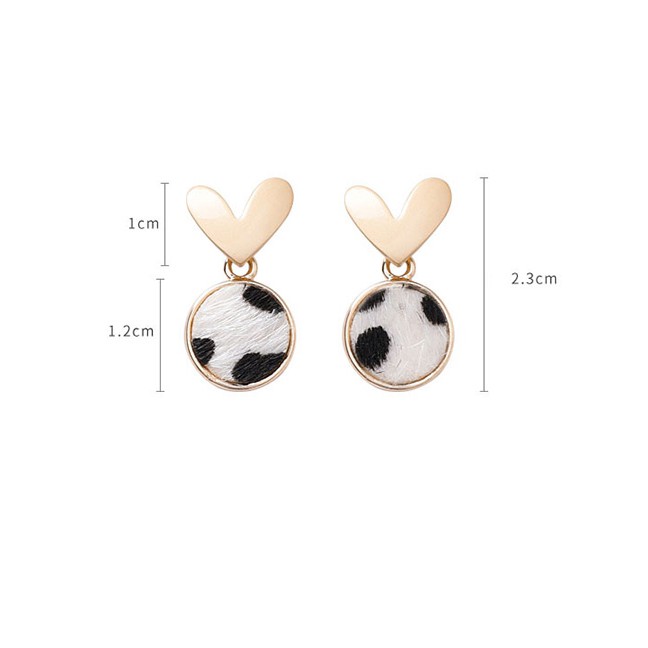 LRC Anting Tusuk Fashion Love Round Leopard Earrings D41771