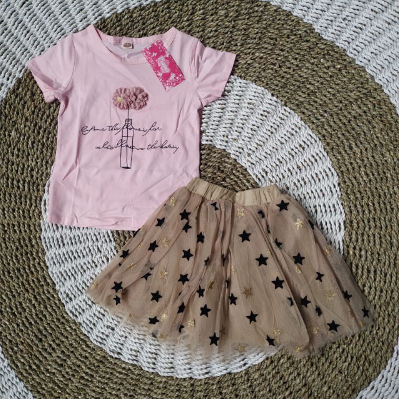 SETELAN ROK TUTU IMPORT BAHAN KATUN IMPORT MIX TUTU PREMIUM BAJU PESTA ANAK BALITA USIA 3 TAHUN ONES